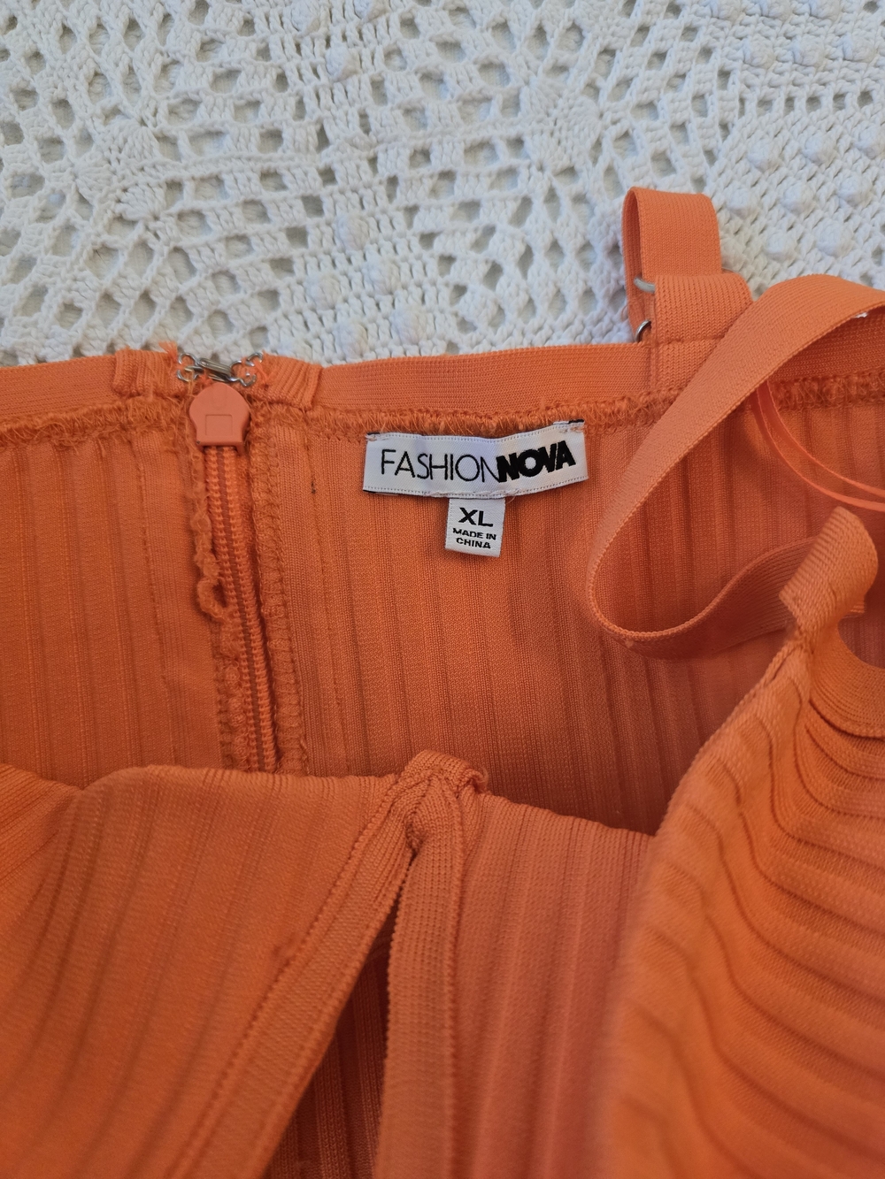 Fashion Nova Orange Ribbed V-Notch Mini Dress - Picture 4 of 4
